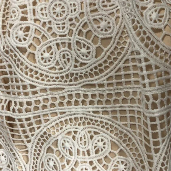 White Crochet Lace Floral Strap Dress ( S ) - Picture 7 of 11